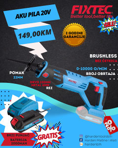 Aku pila-lisičji rep FIXTEC FCRS100LFX bez četkica
