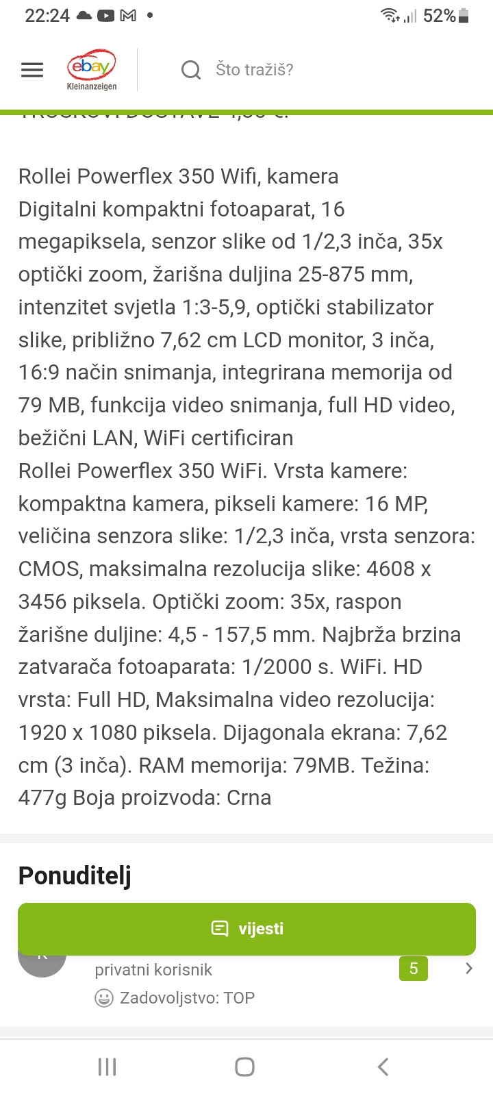 Rollei pawerflex 350 wi-fi digitalna kamera