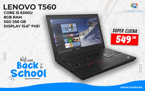 Laptop Lenovo T560; i5-6300u; 256GB SSD; 8GB RAM B2S