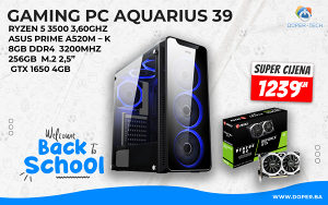 Gaming PC Aquarius 39; R5 3500; GTX 1650; 256GB SSD B2S