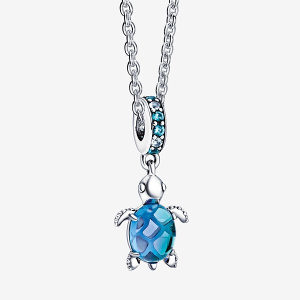 Ogrlica Pandora privjeskom murano morska plava kornjaca