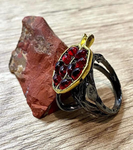 Prsten od poludrgog kamena VATRENI GRANAT