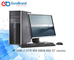 HP 8300/i7-3770/8GB/500HDD/1GB grafika/22"monitor