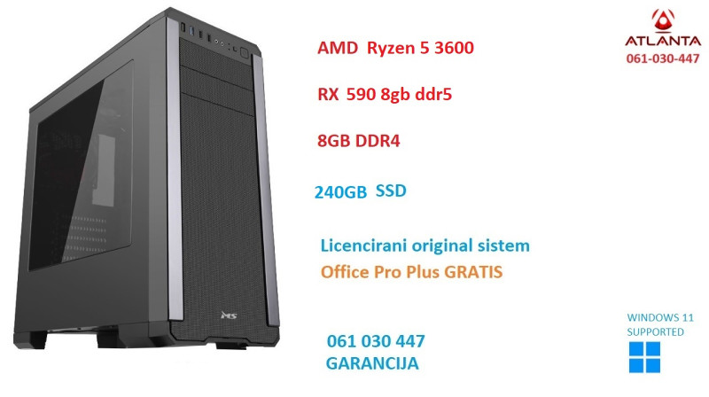 AMD Ryzen 5 3600/16GB DDR4/RX 6600 /480 GAMING PC