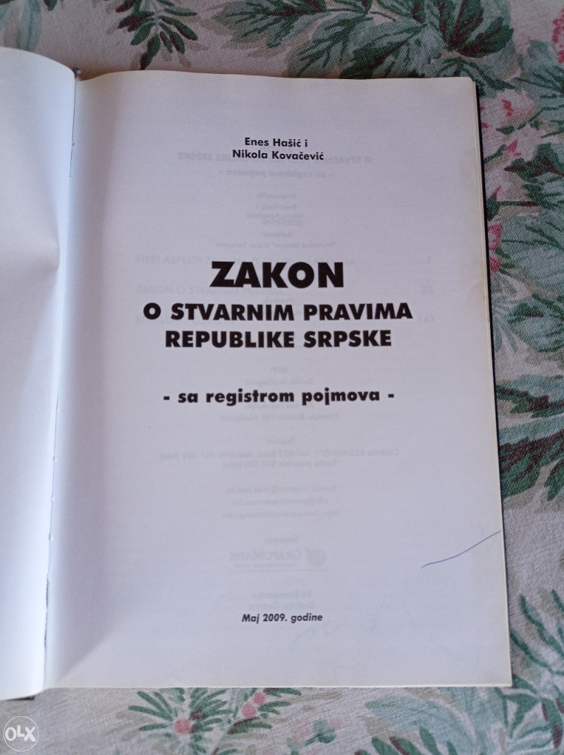ZAKON O STVARNIM PRAVIMA REPUBLIKE SRPSKE