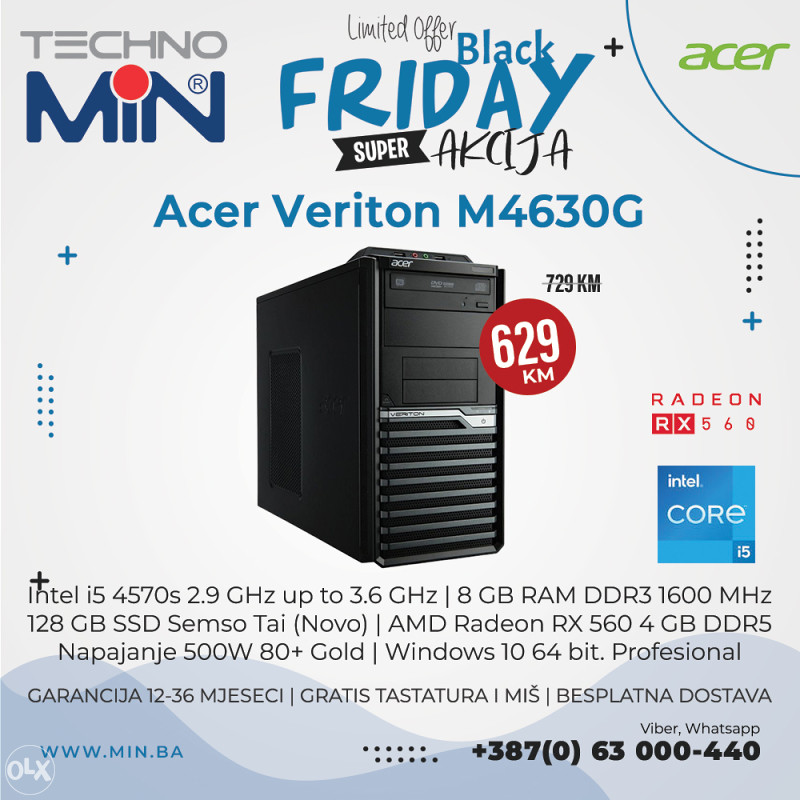 Acer Veriton M4630G,i5 4570s 2.9/8/128+500/RX 560 4 GB