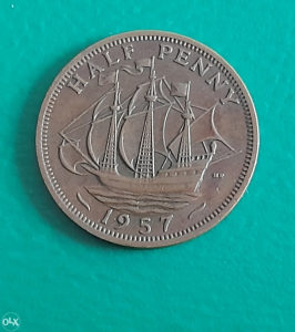 Velika Britanija-Engleska Half penny 1957.