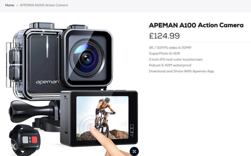 APEMAN A100 akcijska kamera, 4K / 50FPS Touch screen