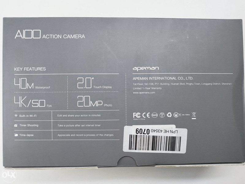 APEMAN A100 akcijska kamera, 4K / 50FPS Touch screen