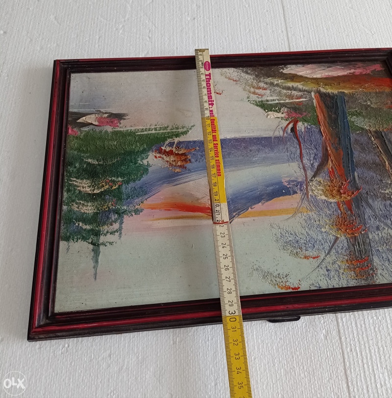 Umjetnička slika tempera pejzaž planina snijeg - Umjetničke slike - OLX.ba