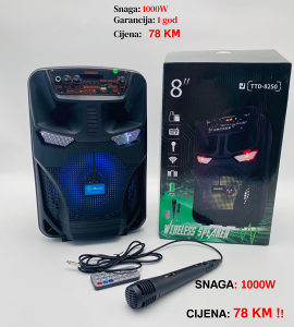 Bluetooth zvucnik karaoke 1000 W sa mikrofonom