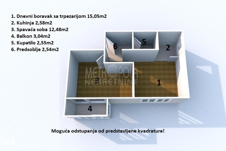 Namješten, manji dvosoban stan, Koševo, Centar