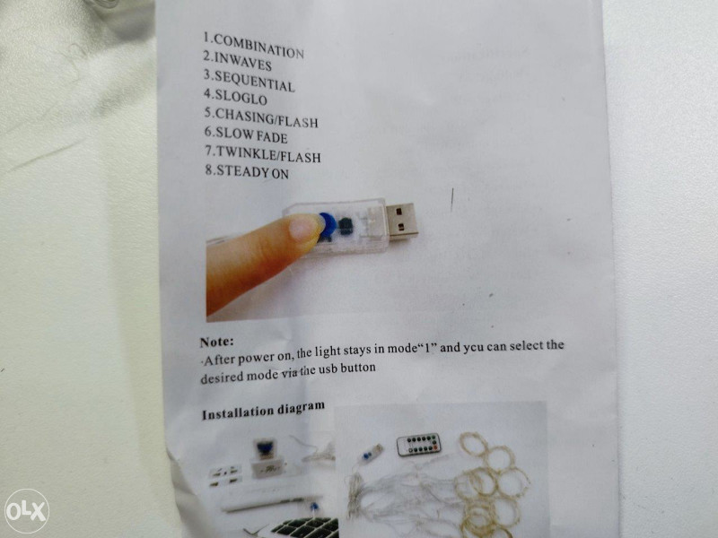 3m x 3m LED zavjese, 10 krakova, USB napajanje