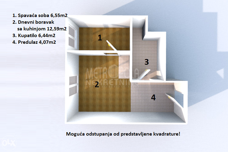 Nov i novoopremljen jednoiposoban stan, Buća Potok