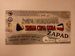 Karta sa utakmice Bosna : Srbija