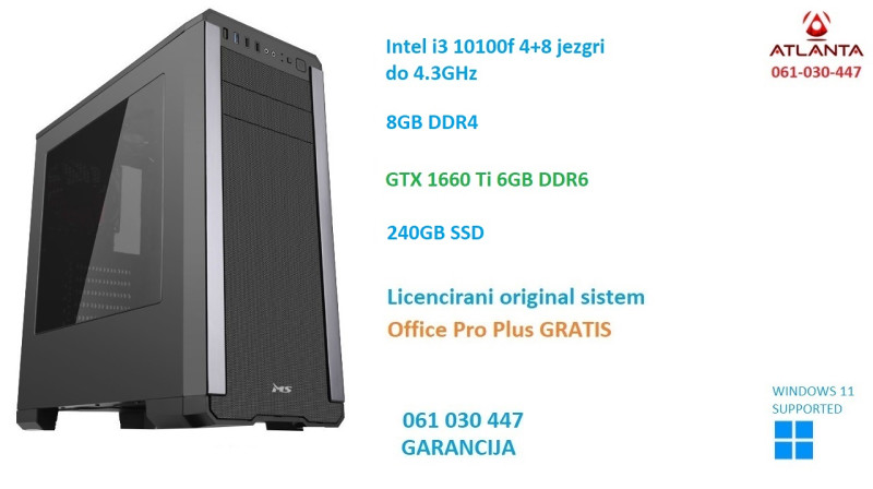 Gamer PC i3 10100F gtx 1660 super gaming 480 SSD
