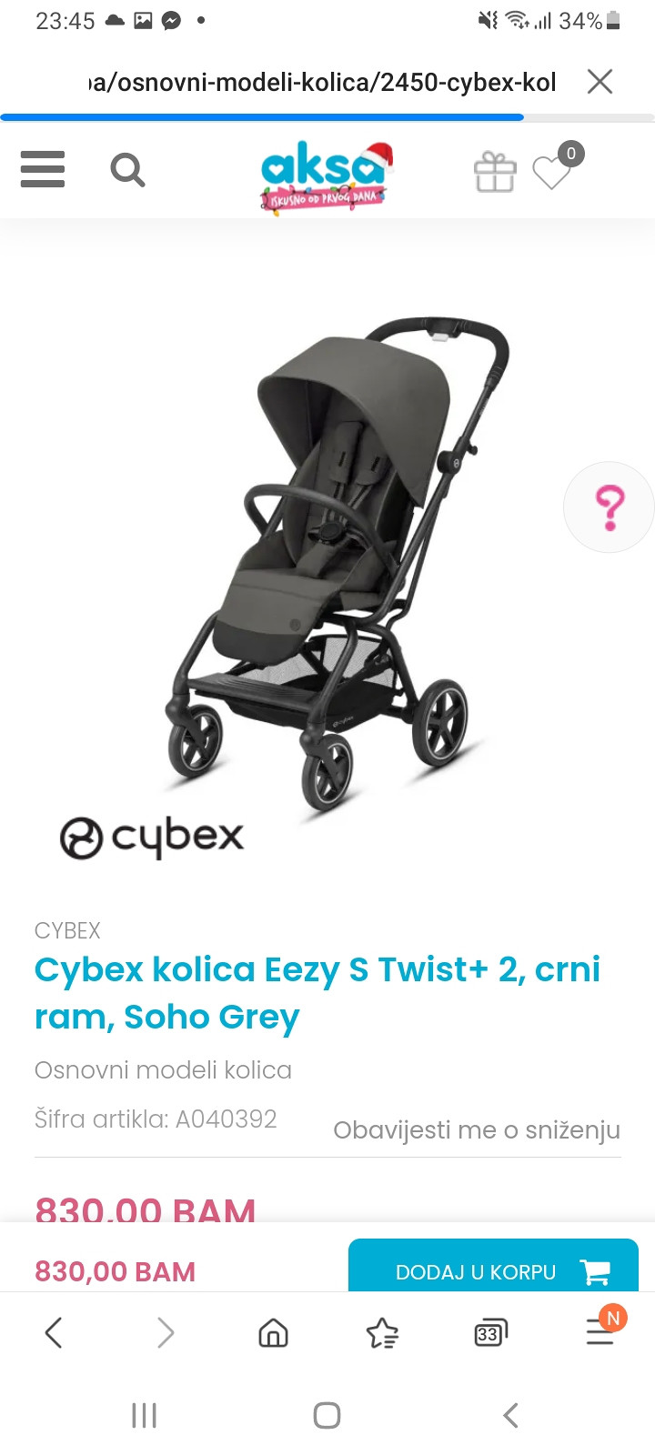Kolica cybex eezy s twist 2 Potra nja OLX.ba