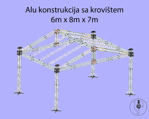 Alu konstrukcija sa krovištem 8m x 6m x 7m