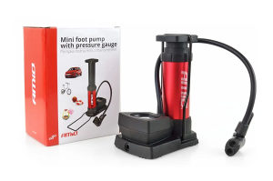 Metalna mini nozna pumpa AMIO sa manometrom PU03 026732