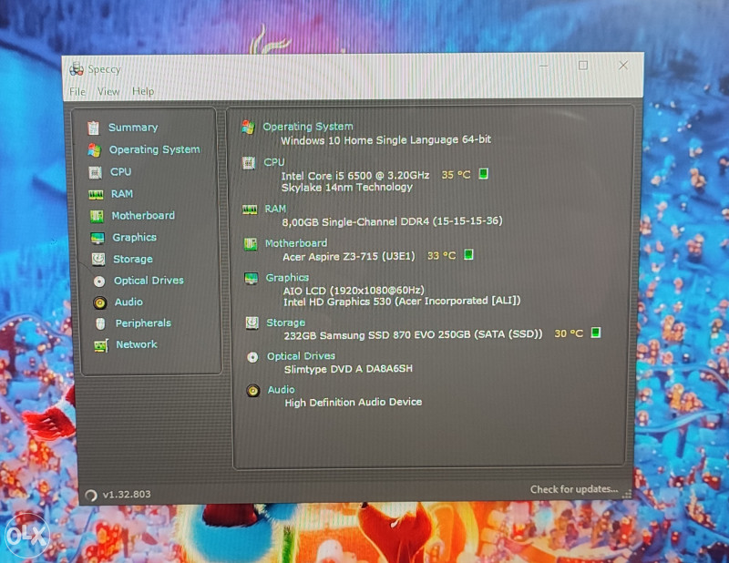 Acer Aspire Z3-715 23.8" All in One i5 6th 8GB 256 SSD