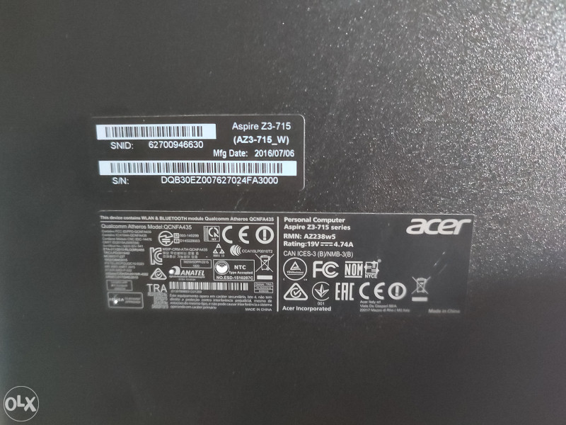 Acer Aspire Z3-715 23.8" All in One i5 6th 8GB 256 SSD
