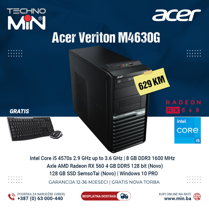 Acer Veriton M4630G,i5 4570s 2.9/8/128+500/RX 560 4 GB