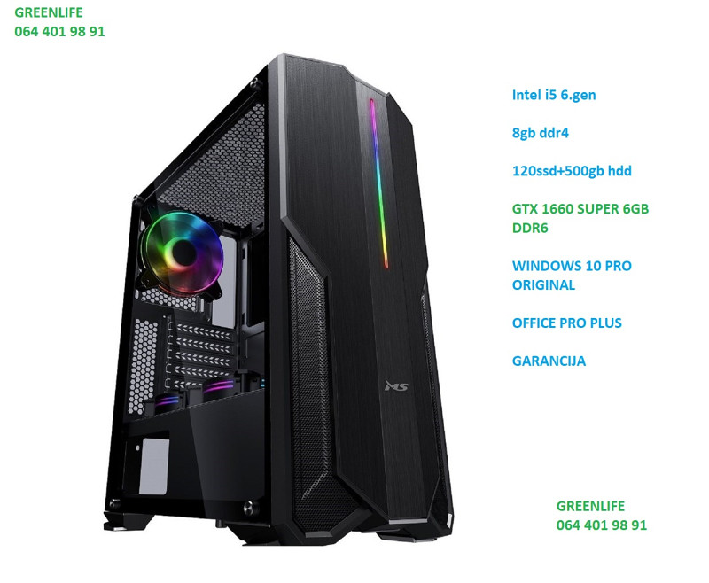 I5 6500 GTX 1660 SUPER 8GB 120 SSD 500 Gaming PC Kompjuteri Desktop