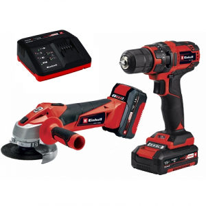 EINHELL bušilica+brusilica+2 baterije i punjač