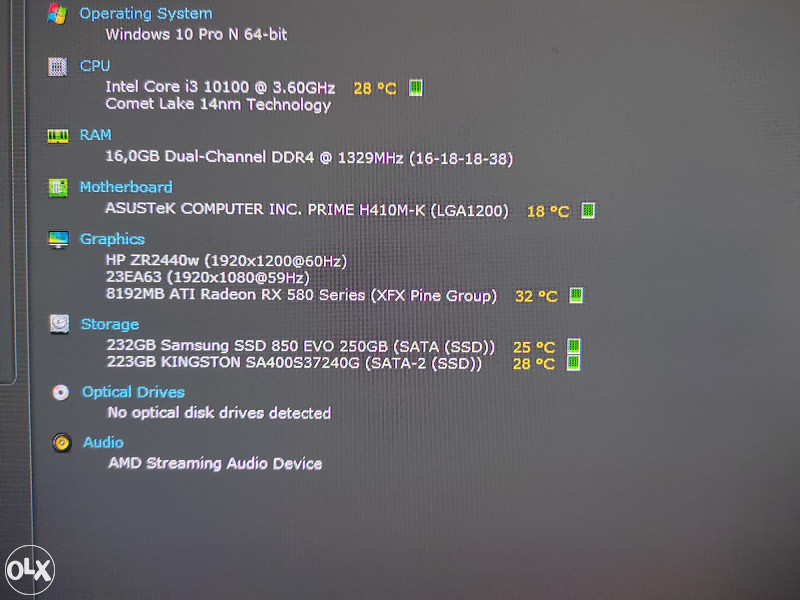Računar i3-10100F/16GB/2x SSD/RX 580 8GB/700W