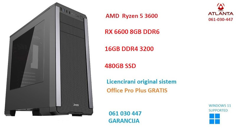 AMD Ryzen 5 5500/16GB DDR4/RX 6600 /rx6600 GAMING PC