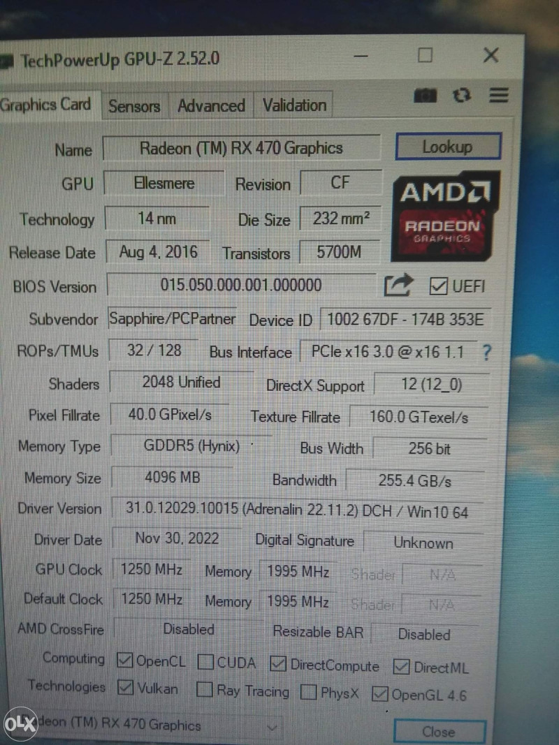 Gaming PS rx 470 4gb ddr5 HDD 1TB 8GB RAM